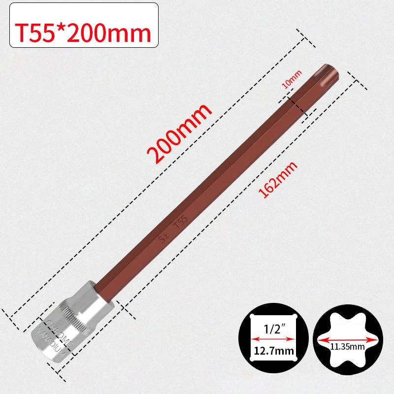 1/2" Socket BIT 200 מ"מ T55