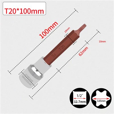 Socket BIT TORX 1/2" T20 L100MM